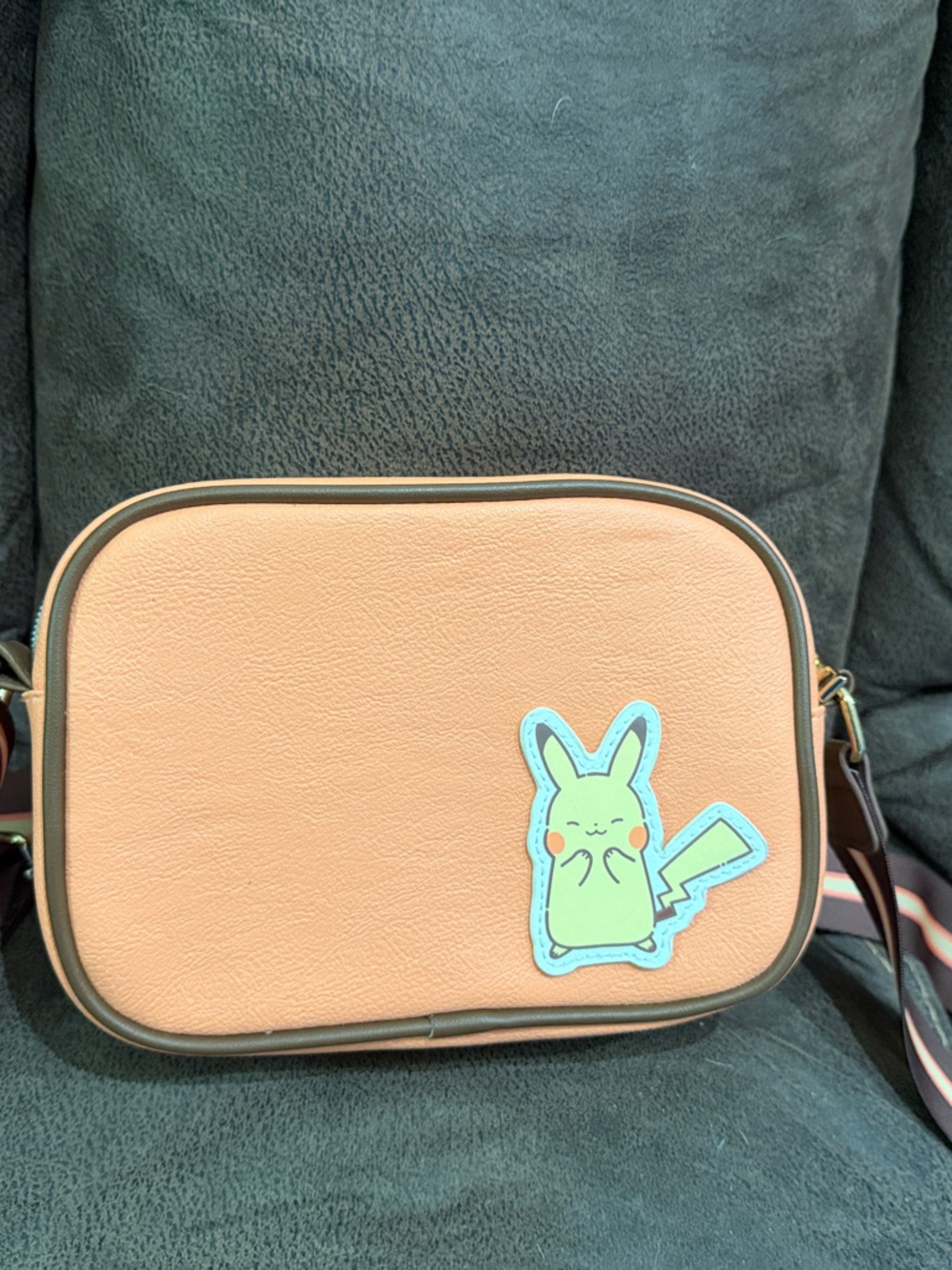 Pokemon Peach Crossbody Bag with Mint Pikachu Accent